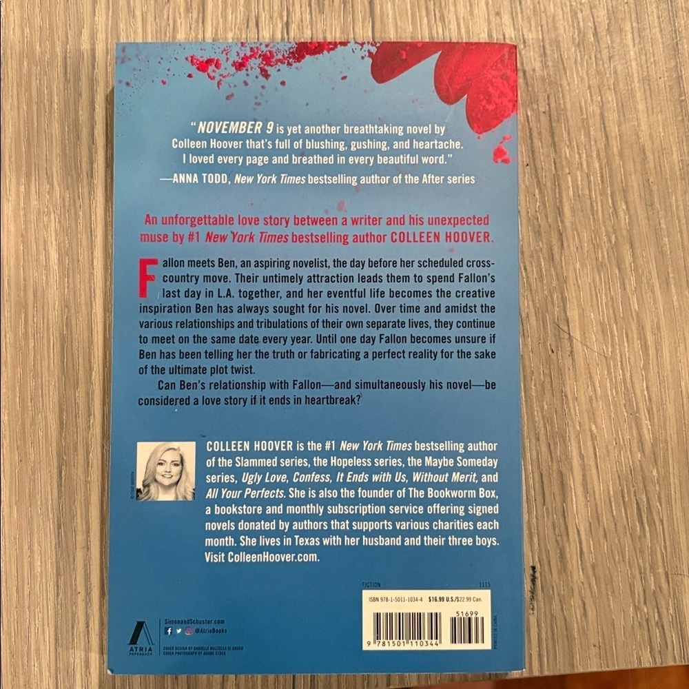 Colleen Hoover November 9 Book - Like New. - Picture 2 of 3